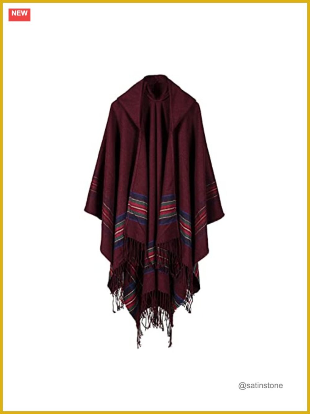 Oversized Hooded Poncho Cape Shawl Wrap Pashmina Cardigan Blanket with Tassels